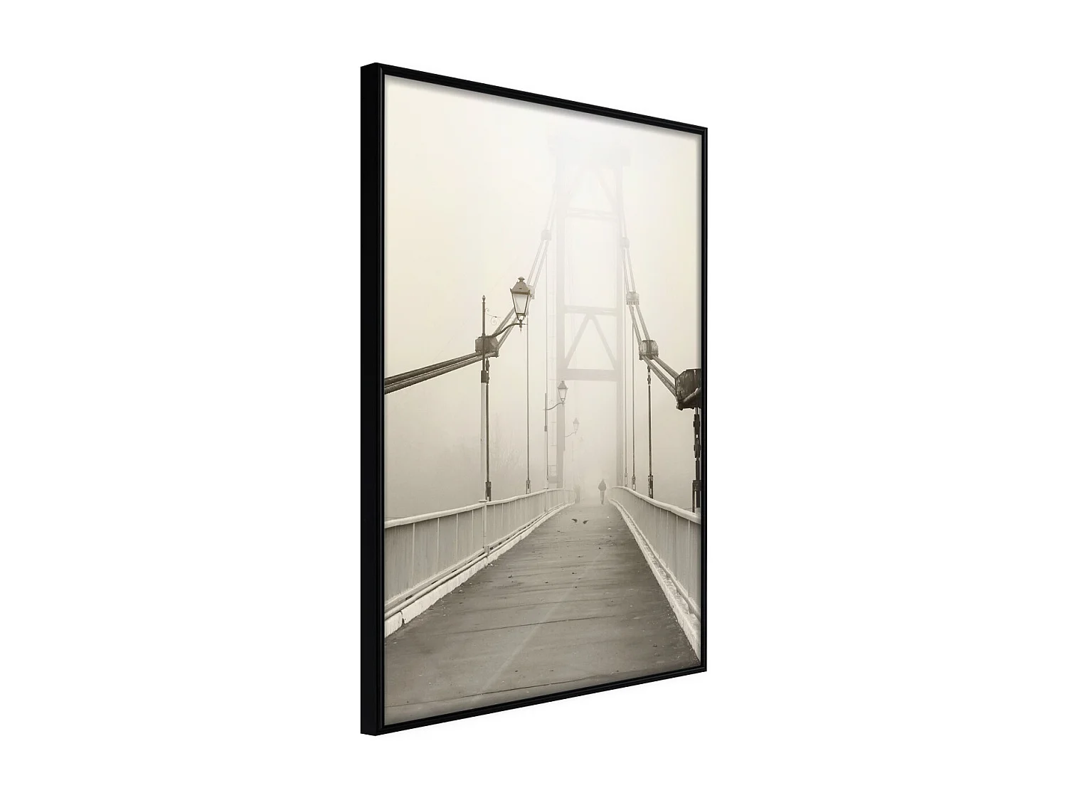 Affiche Murale Encadrée "Bridge Disappearing into Fog" 30 x 42 cm Noir