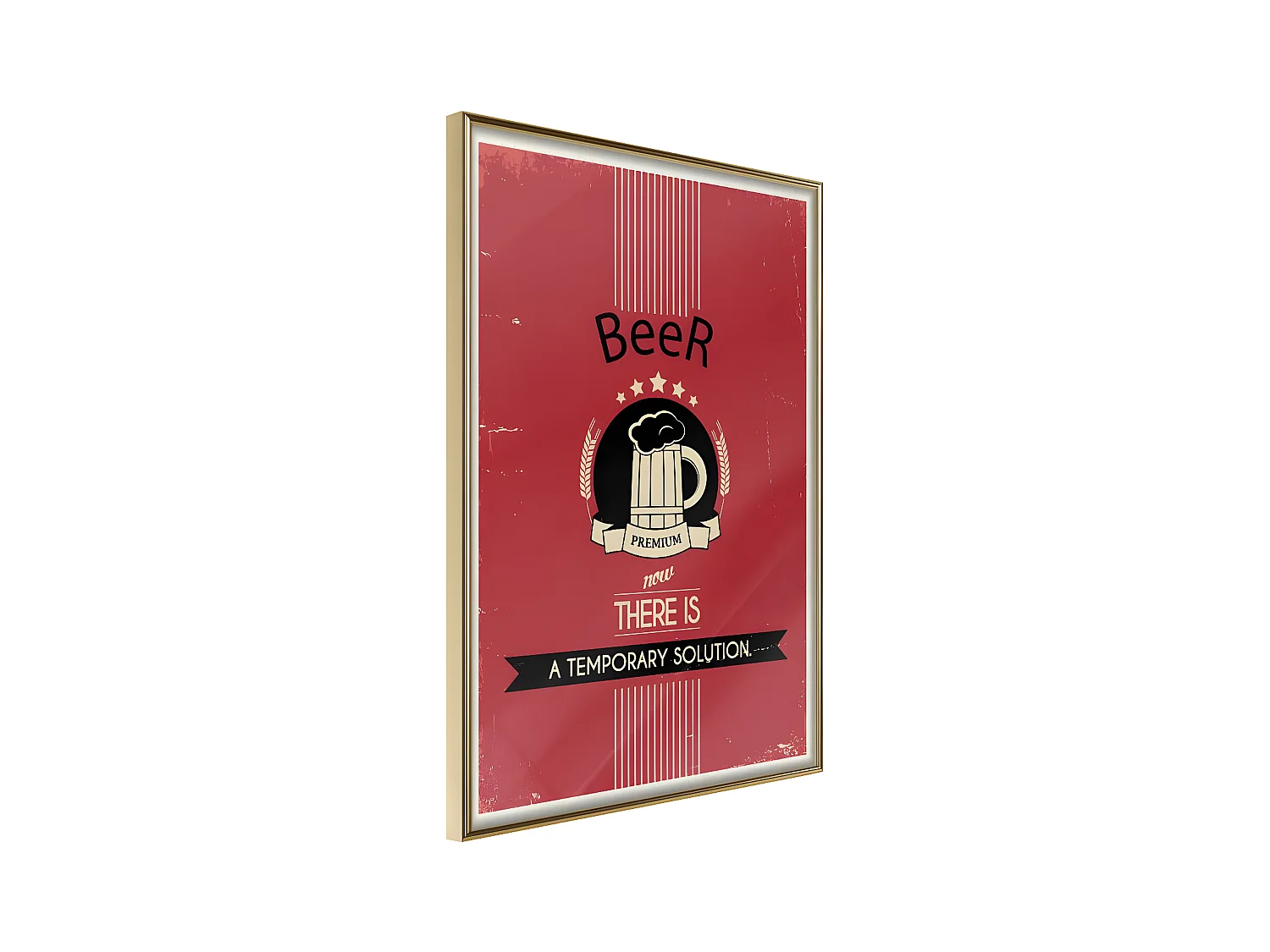 Affiche Murale Encadrée "Temporary Solution" 40 x 60 cm Or