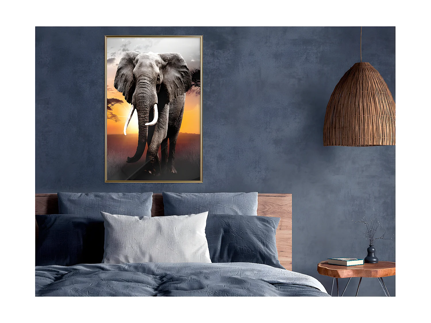 Affiche Murale Encadrée "Majestic Elephant" 40 x 60 cm Or