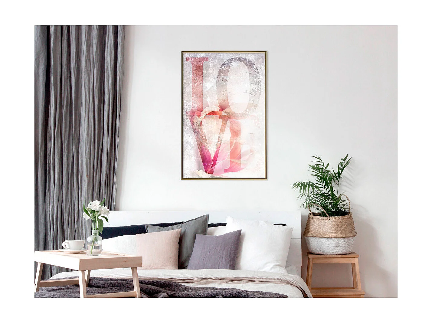 Affiche Murale Encadrée "Love II" 40 x 60 cm Or