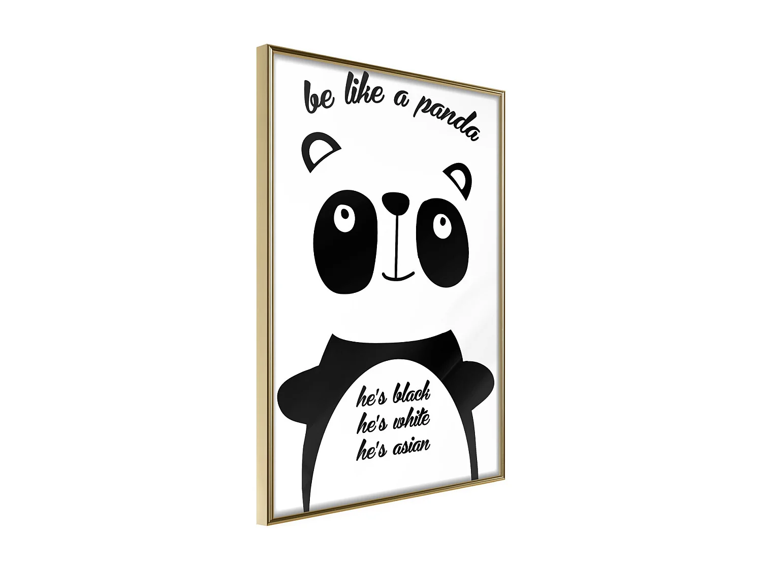 Affiche Murale Encadrée "Tolerant Panda" 30 x 42 cm Or