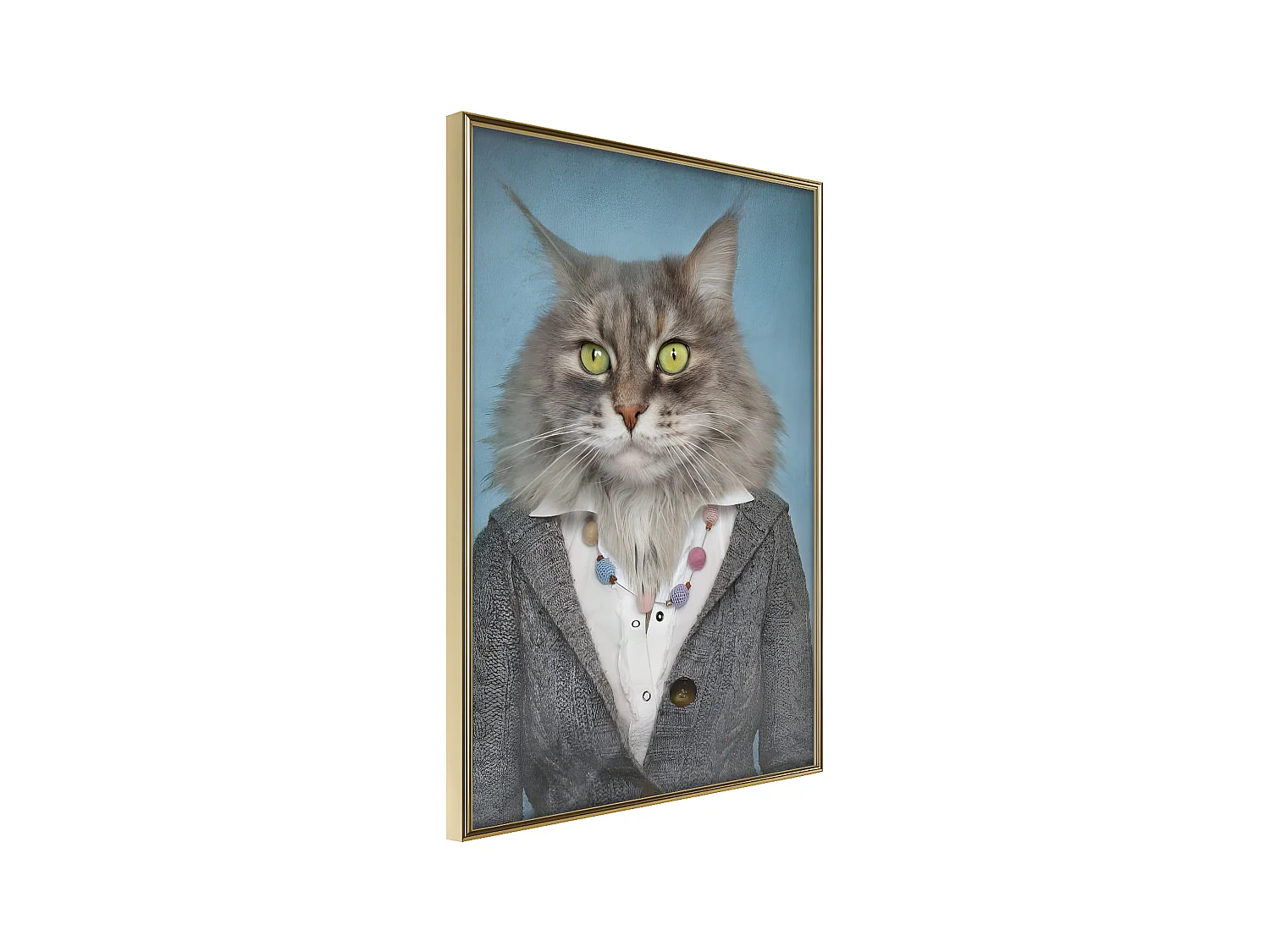 Affiche Murale Encadrée "Animal Alter Ego Cat" 21 x 30 cm Or