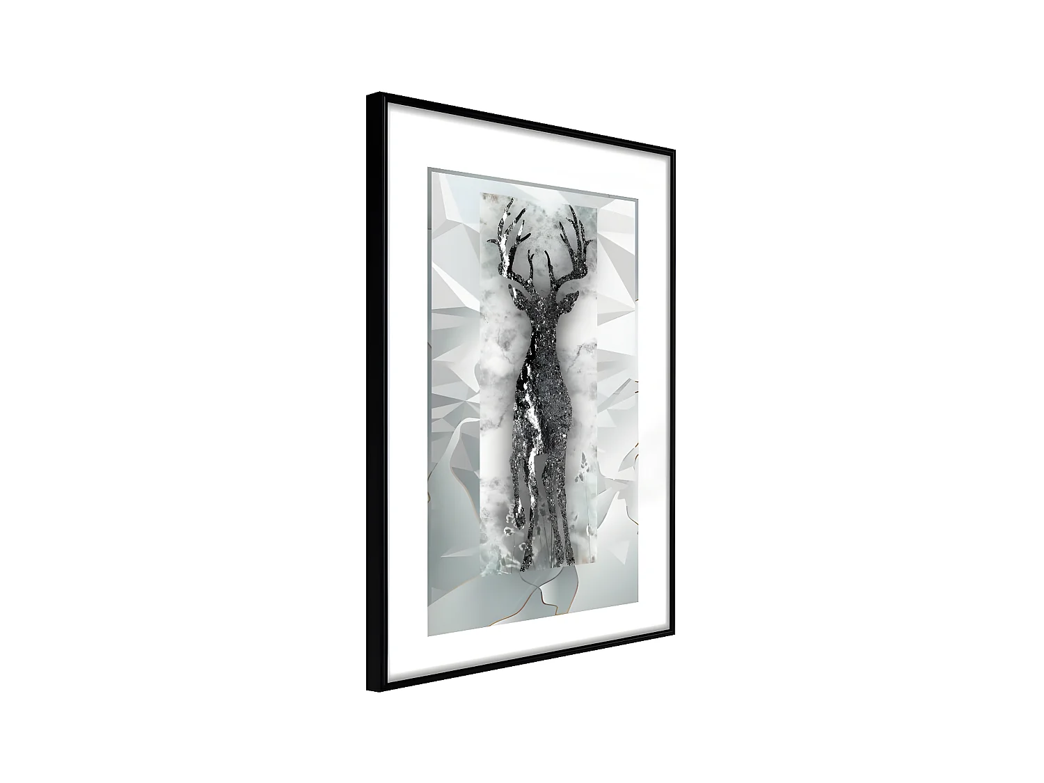 Affiche Murale Encadrée "Crystal Deer" 21 x 30 cm Noir