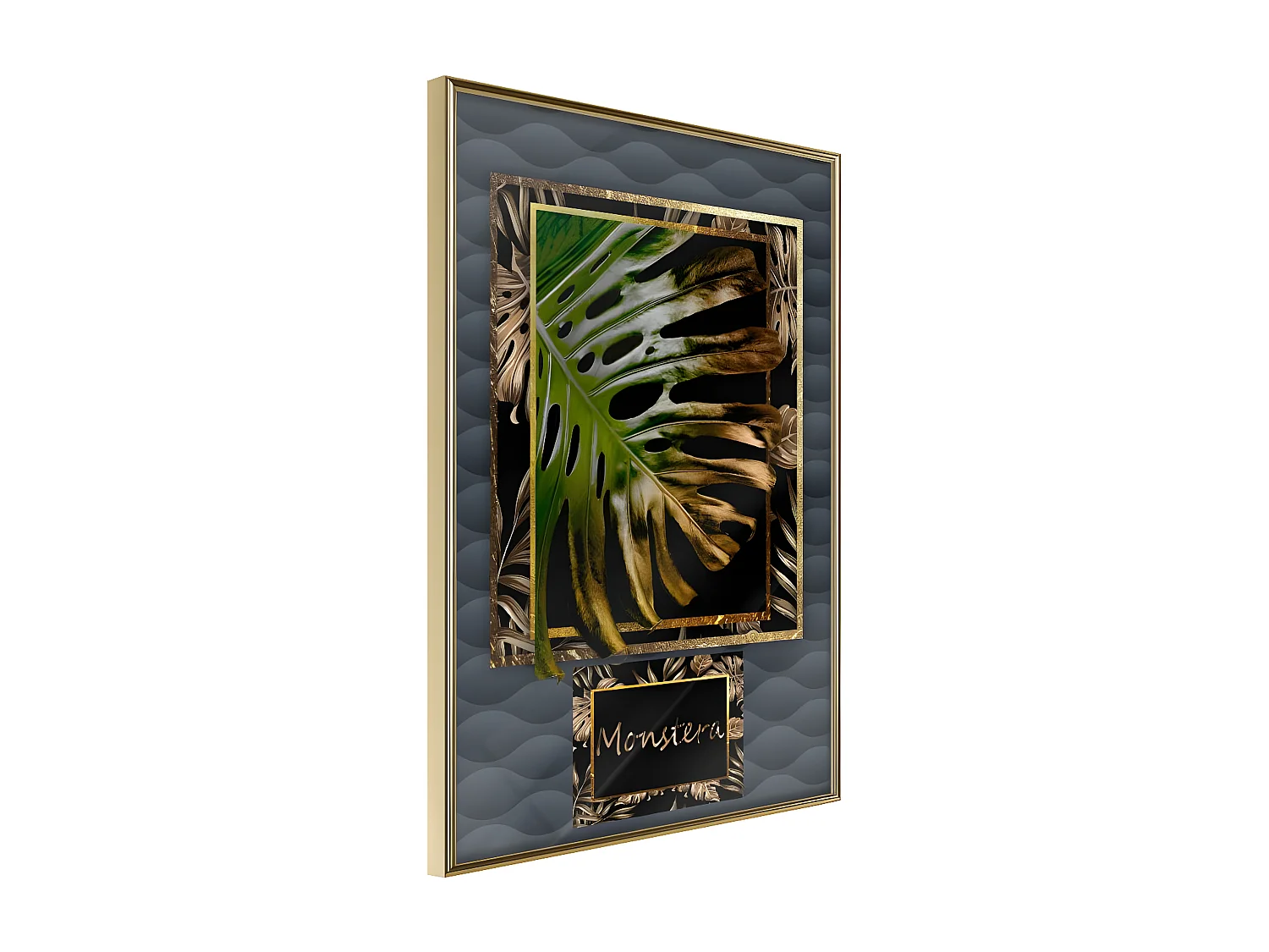 Affiche Murale Encadrée "Monstera in the Frame" 30 x 42 cm Or
