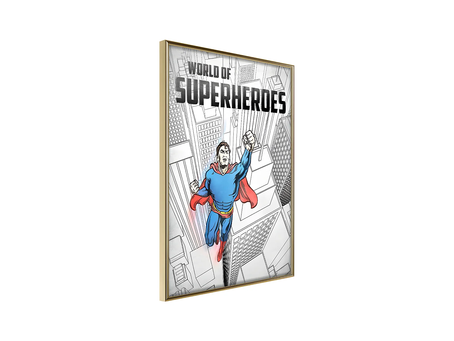 Affiche Murale Encadrée "Superhero" 30 x 42 cm Or