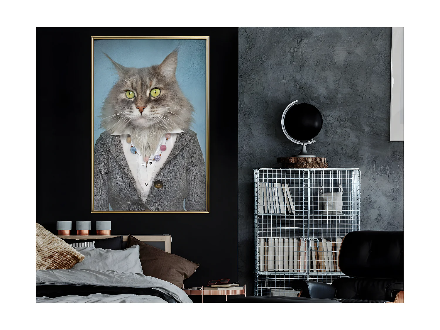 Affiche Murale Encadrée "Animal Alter Ego Cat" 40 x 60 cm Or