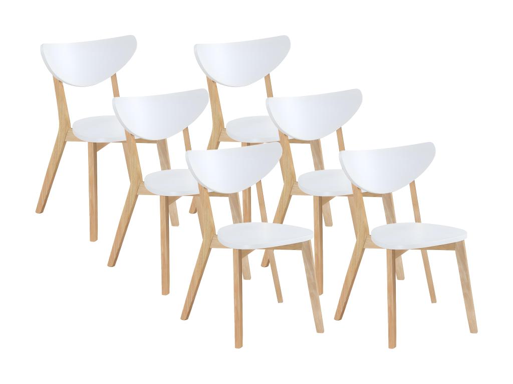 Stuhl 6er-Set - MDF & Kautschukholz - Weiß - CARINE günstig online kaufen