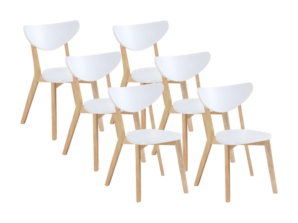 Stuhl 6er-Set - MDF & Kautschukholz - Weiß - CARINE günstig online kaufen