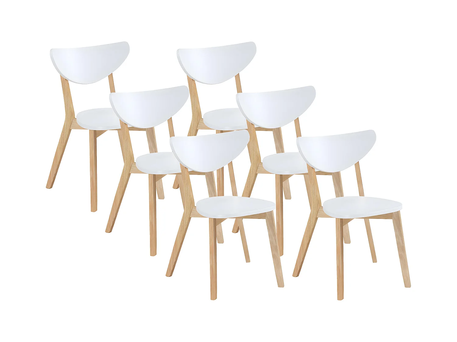 Stuhl 6er-Set - MDF & Kautschukholz - Weiß - CARINE