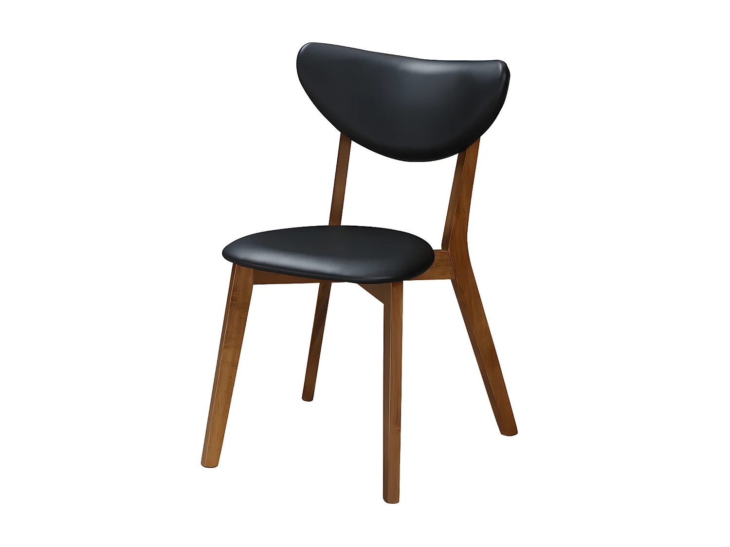 Set van 6 stoelen LISETTE - Massief heveahout en kunstleer - Walnoot en zwart
