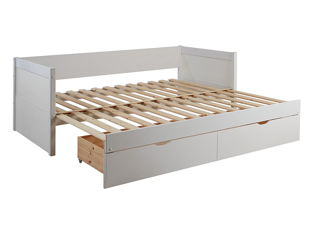 Cama nido ALFIERO 90 x190cm - Con almacenaje - Blanco