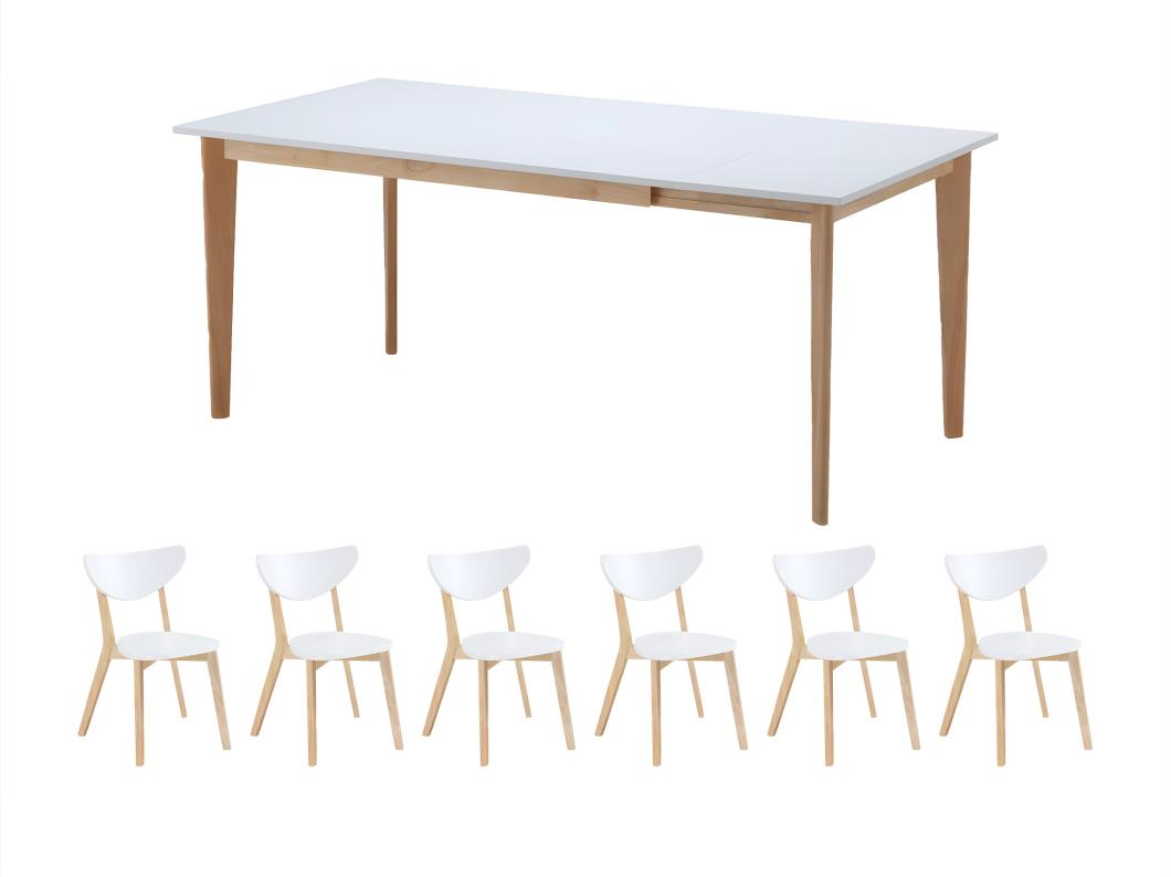 Ensemble table + 6 chaises - CARINE - Blanc