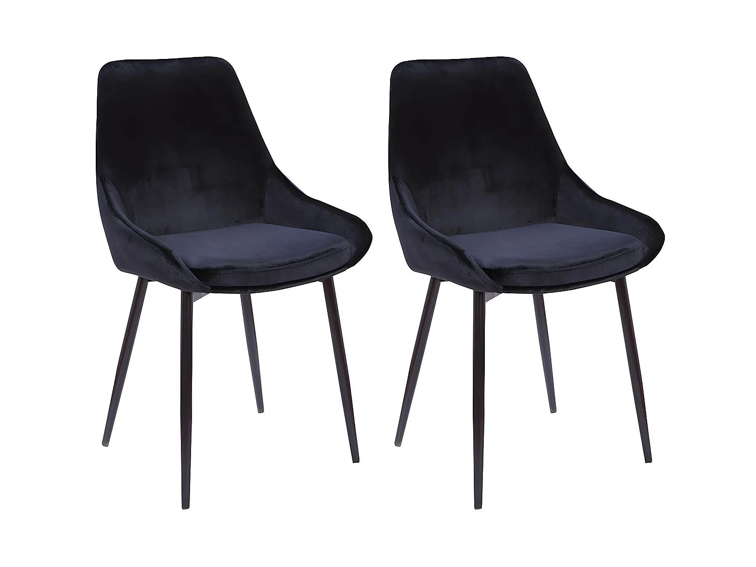 Lot de 2 chaises - Velours et métal noir - Noir - MASURIE