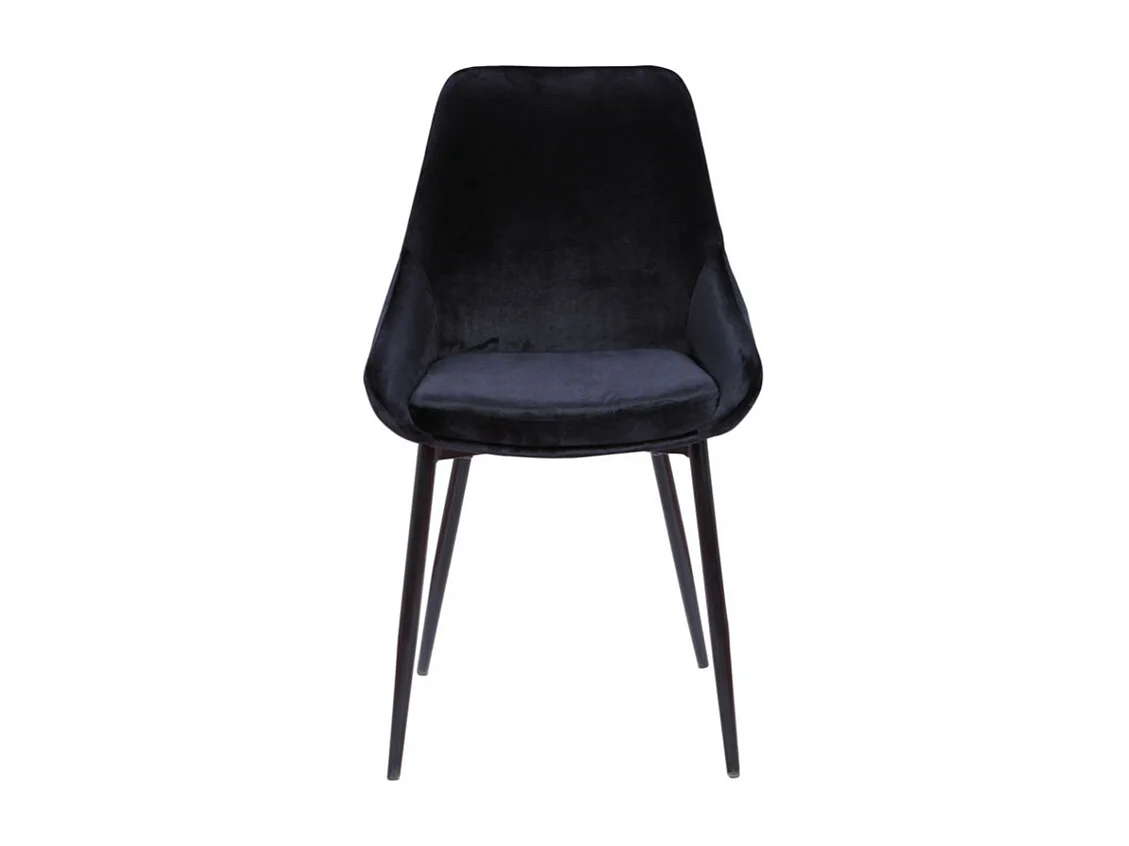Lot de 2 chaises - Velours et métal noir - Noir - MASURIE