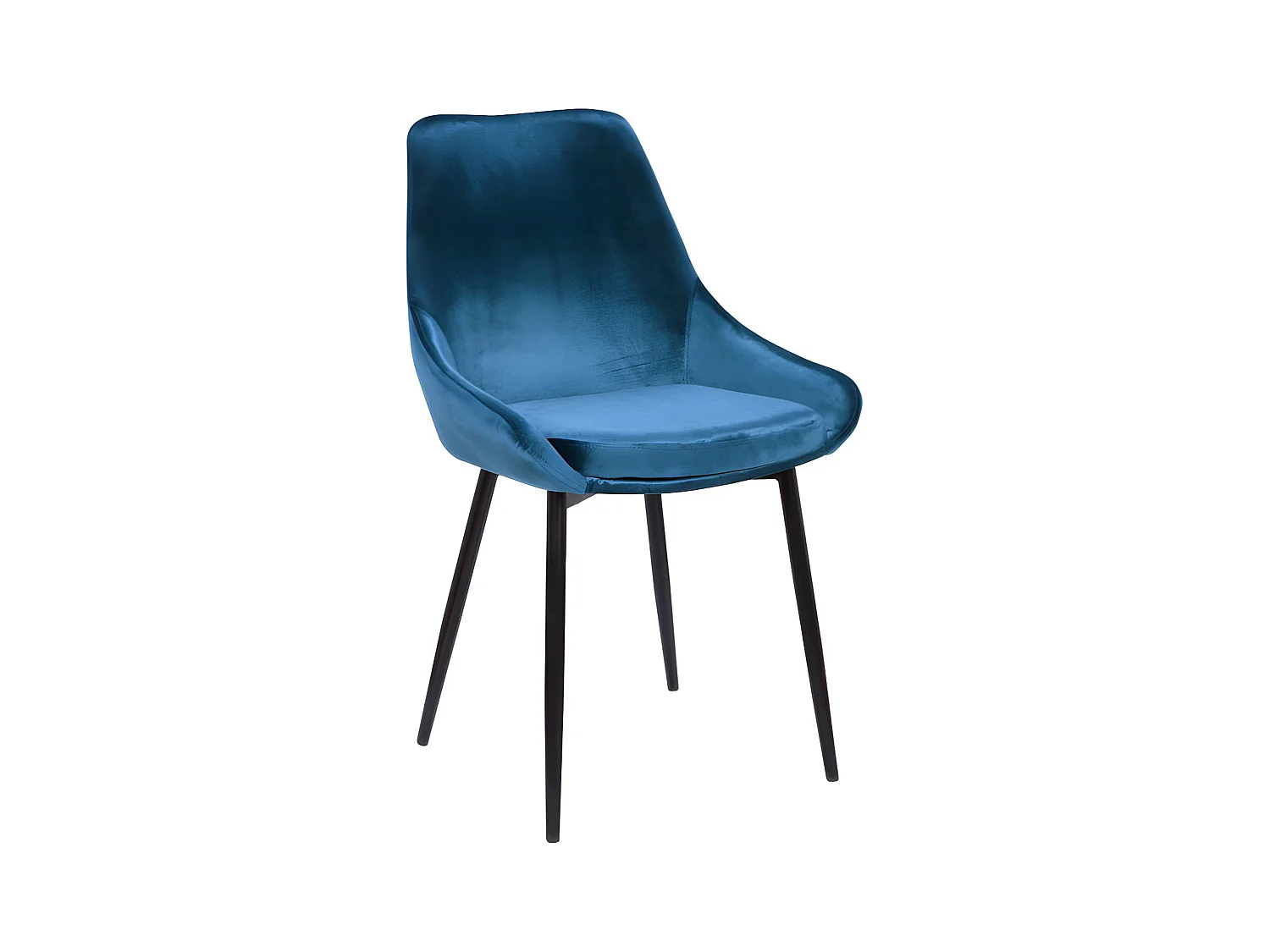Lot de 2 chaises - Velours et métal noir - Bleu nuit - MASURIE