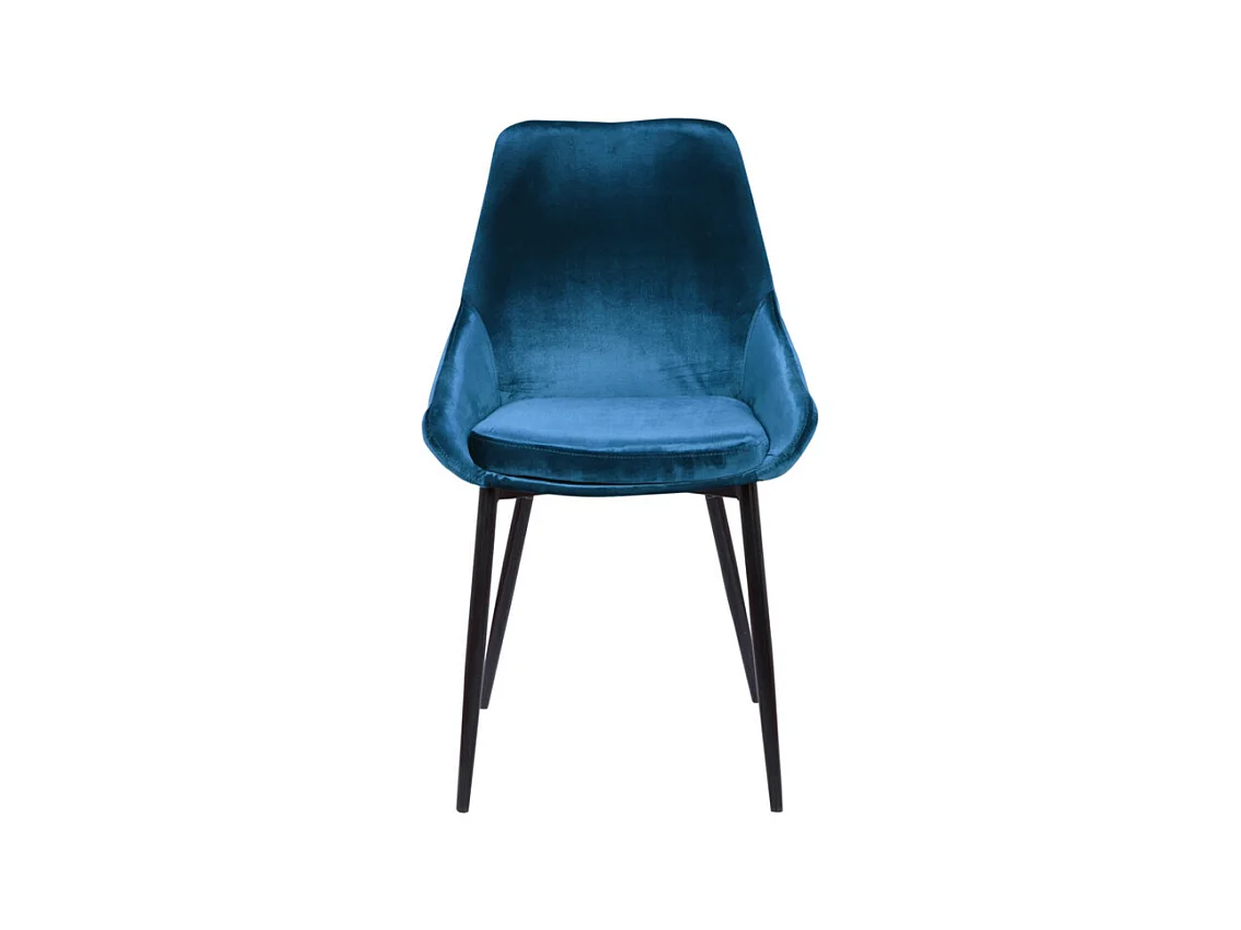 Lot de 2 chaises - Velours et métal noir - Bleu nuit - MASURIE