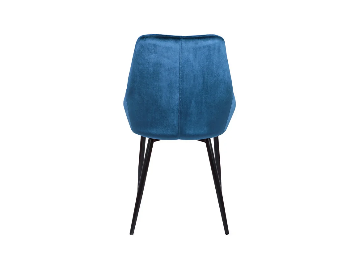 Lot de 2 chaises - Velours et métal noir - Bleu nuit - MASURIE