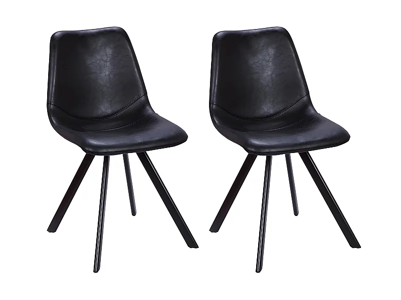 Lot de 2 chaises LUBINE - Simili - Noir