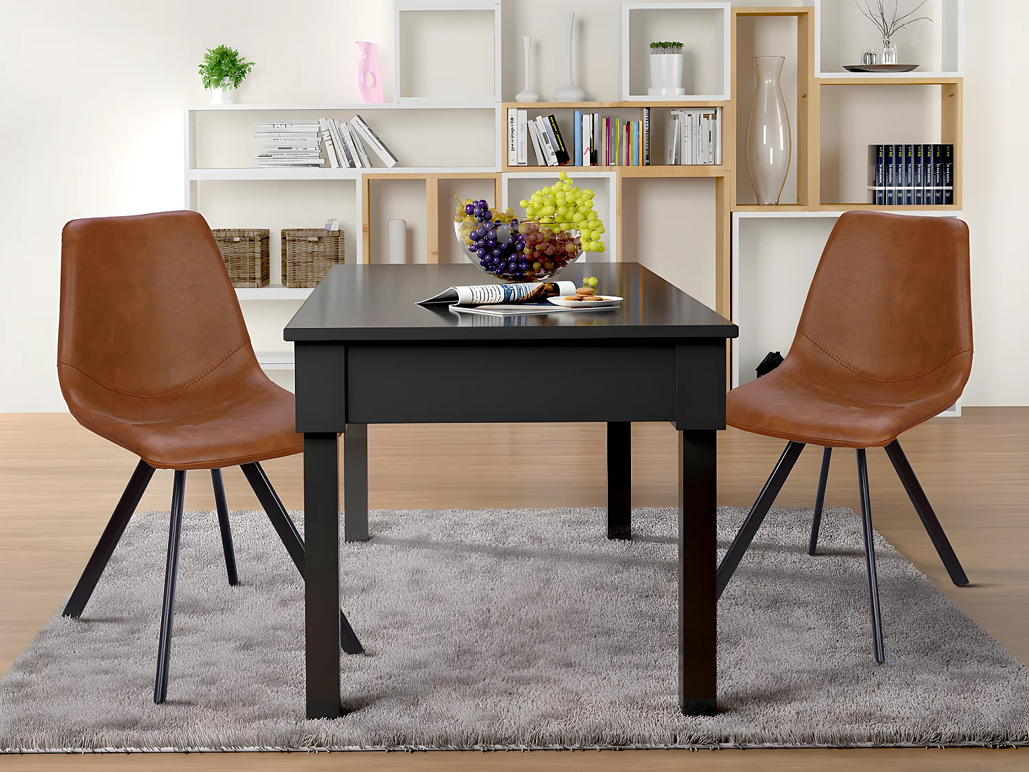 Lote de 2 sillas LUBINE - Piel sintética - negro