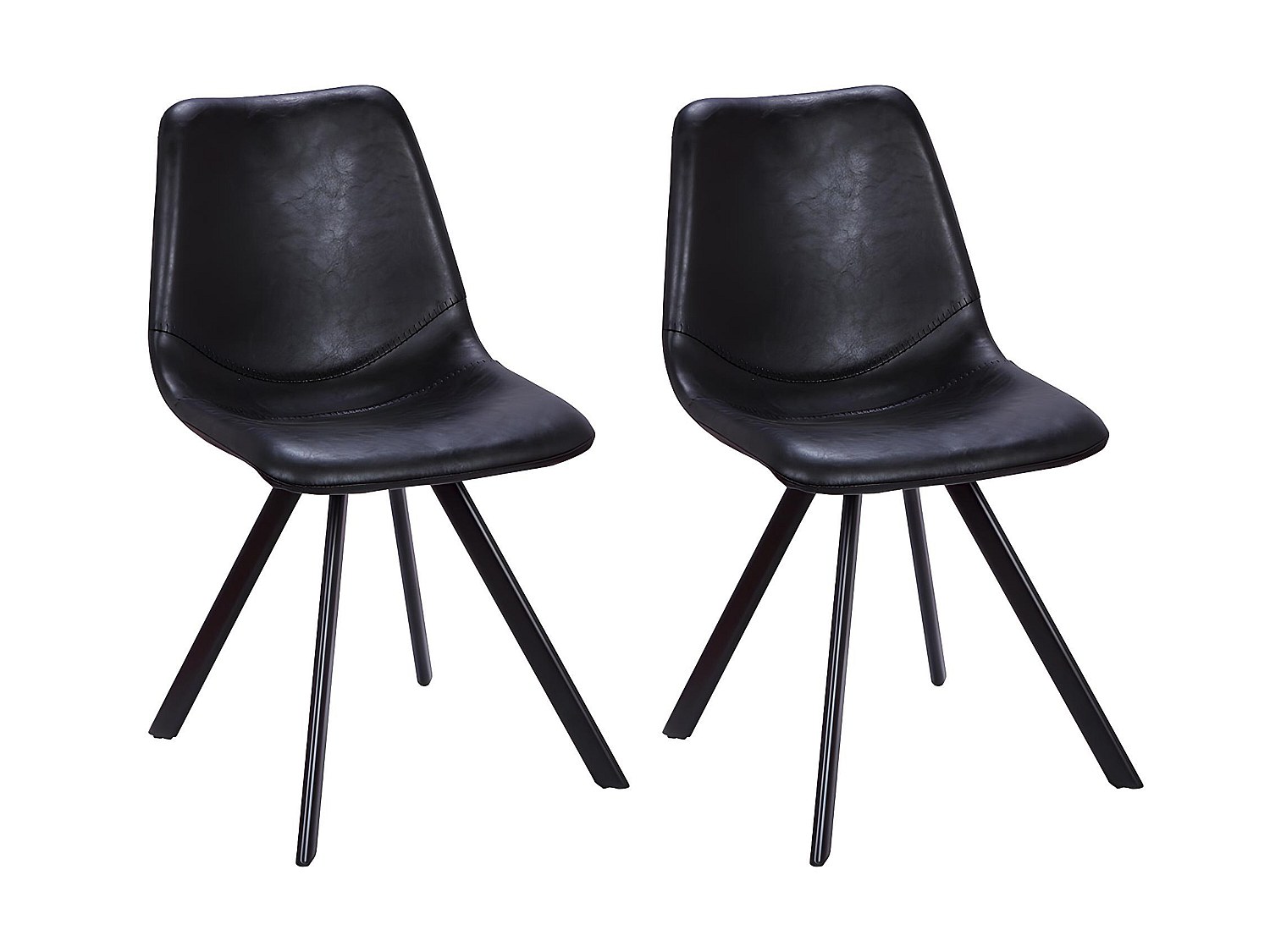 Vente-unique Stuhl 2er-Set - Kunstleder - Schwarz - Lubine