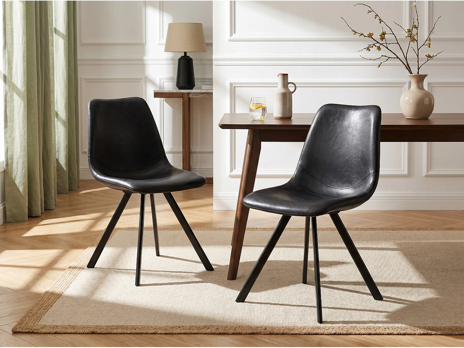Lot de 2 chaises LUBINE - Simili - Noir
