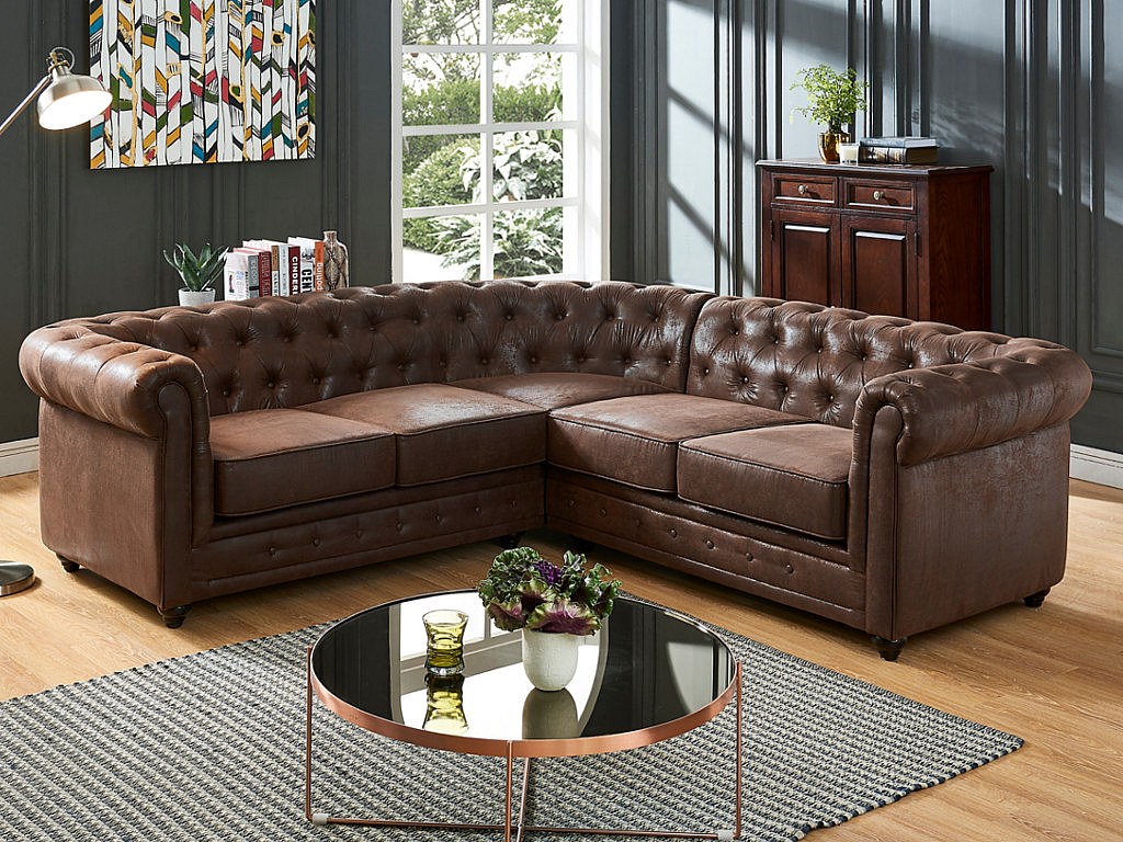 Ecksofa - Microfaser - Vintage-Look - CHESTERFIELD günstig online kaufen