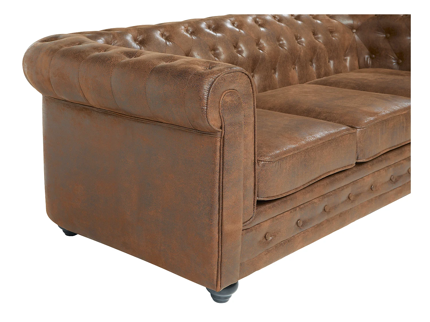 Canapé 3 places CHESTERFIELD en microfibre aspect cuir vieilli