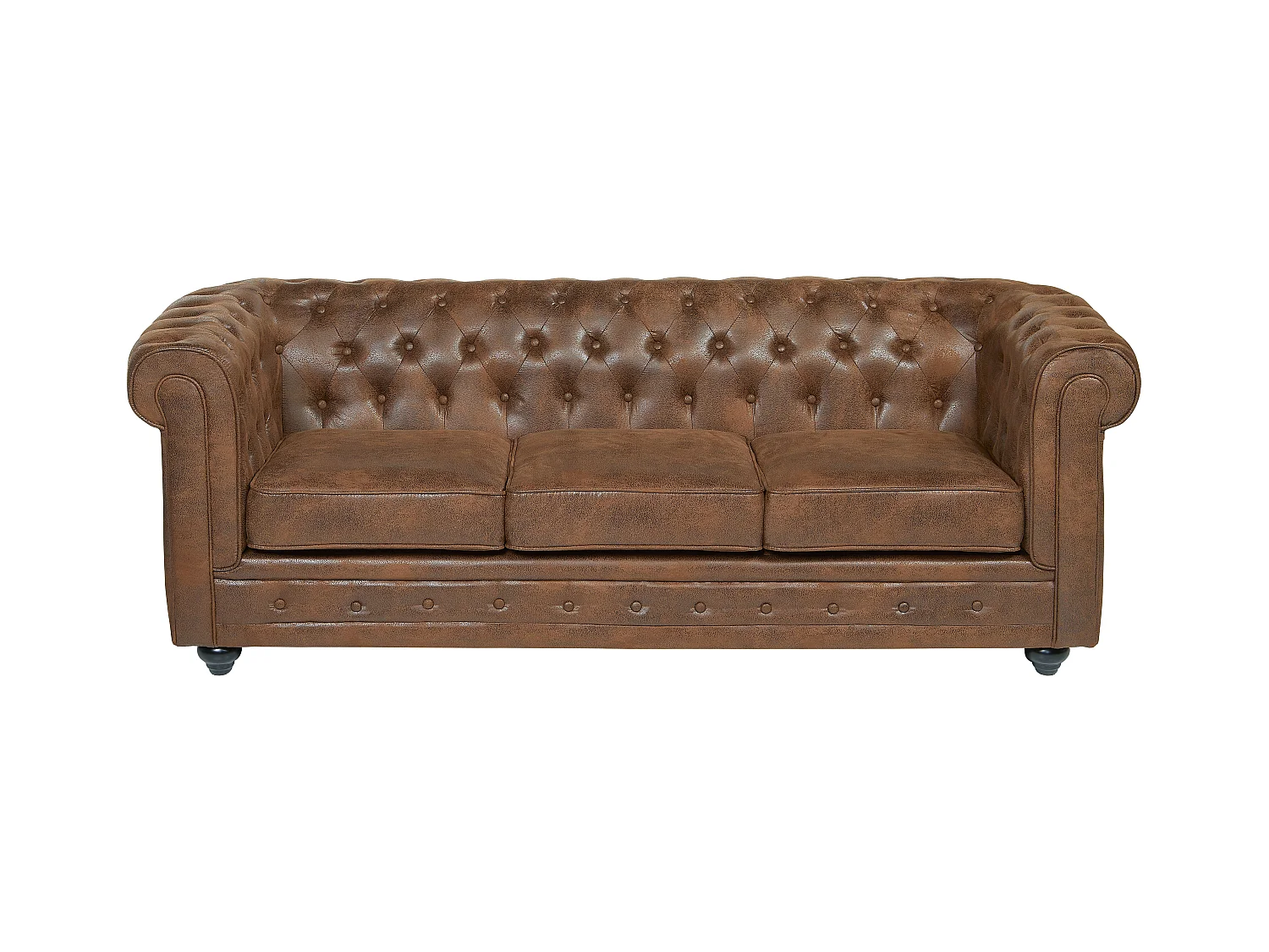 Canapé 3 places CHESTERFIELD en microfibre aspect cuir vieilli