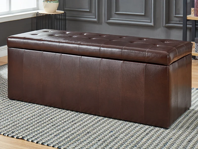 Banc coffre de rangement CONCIERTO en simili - Marron