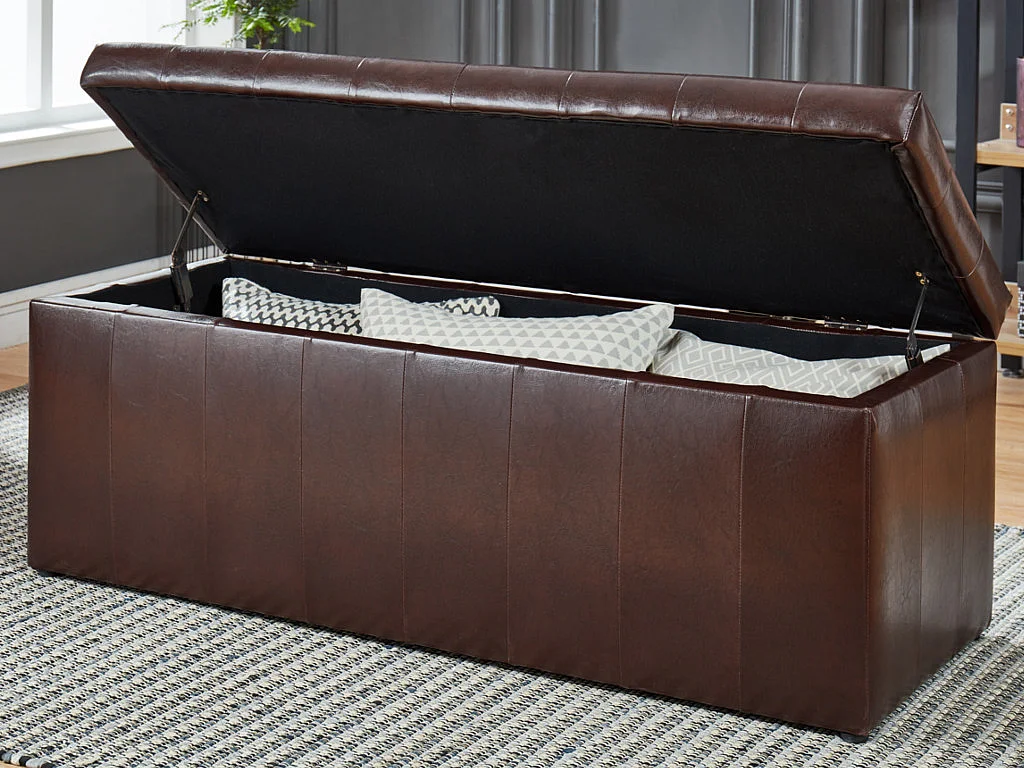 Banc coffre de rangement CONCIERTO en simili - Marron