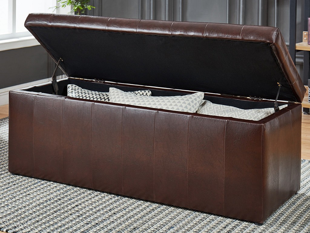 Sitztruhe Truhenbank mit Stauraum - Kunstleder - Braun - CONCIERTO günstig online kaufen