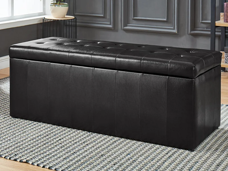 Banc coffre de rangement CONCIERTO en simili - Noir