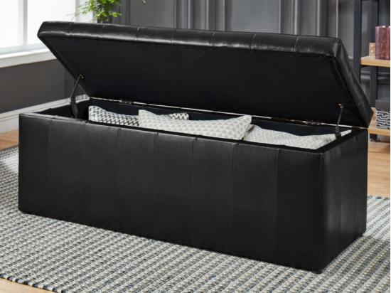 vente unique Banc coffre de rangement CONCIERTO en simili - Noir