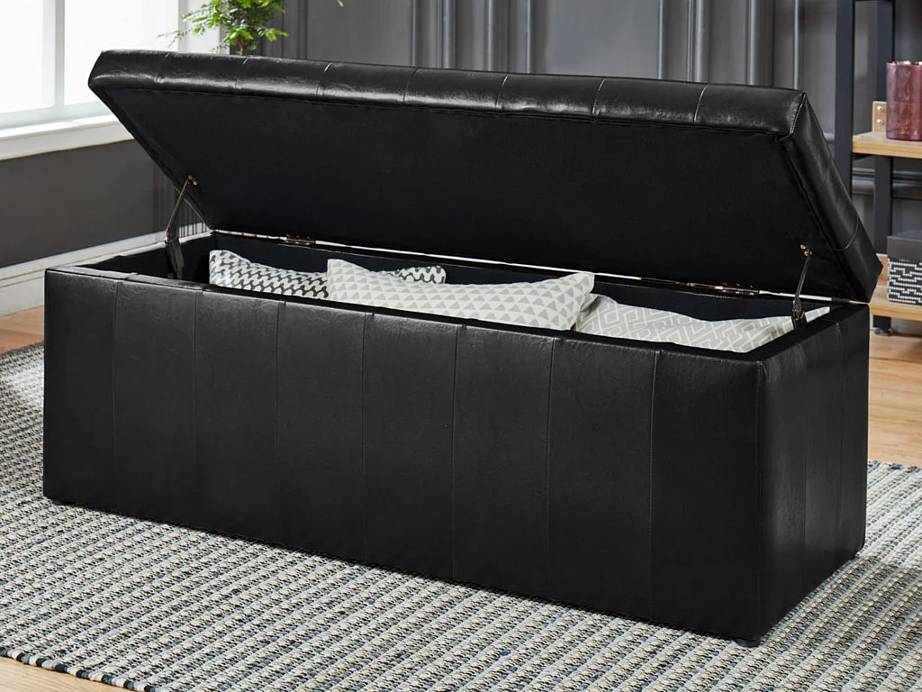 Banc coffre de rangement CONCIERTO en simili - Noir