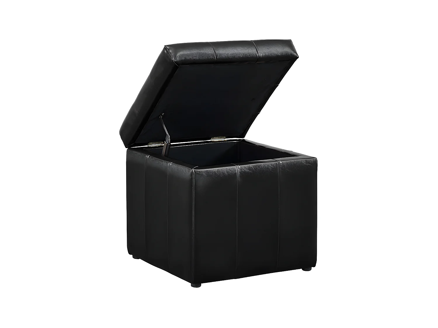 Puf ze schowkiem SERAFINO z ekoskóry - Czarny