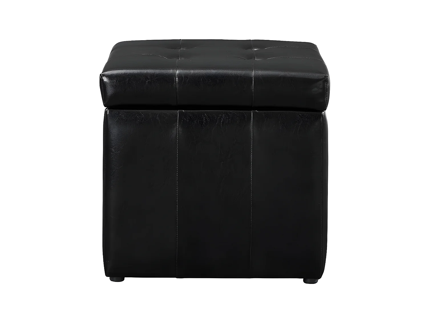 Poef SERAFINO met opbergruimte van kunstleer - Zwart