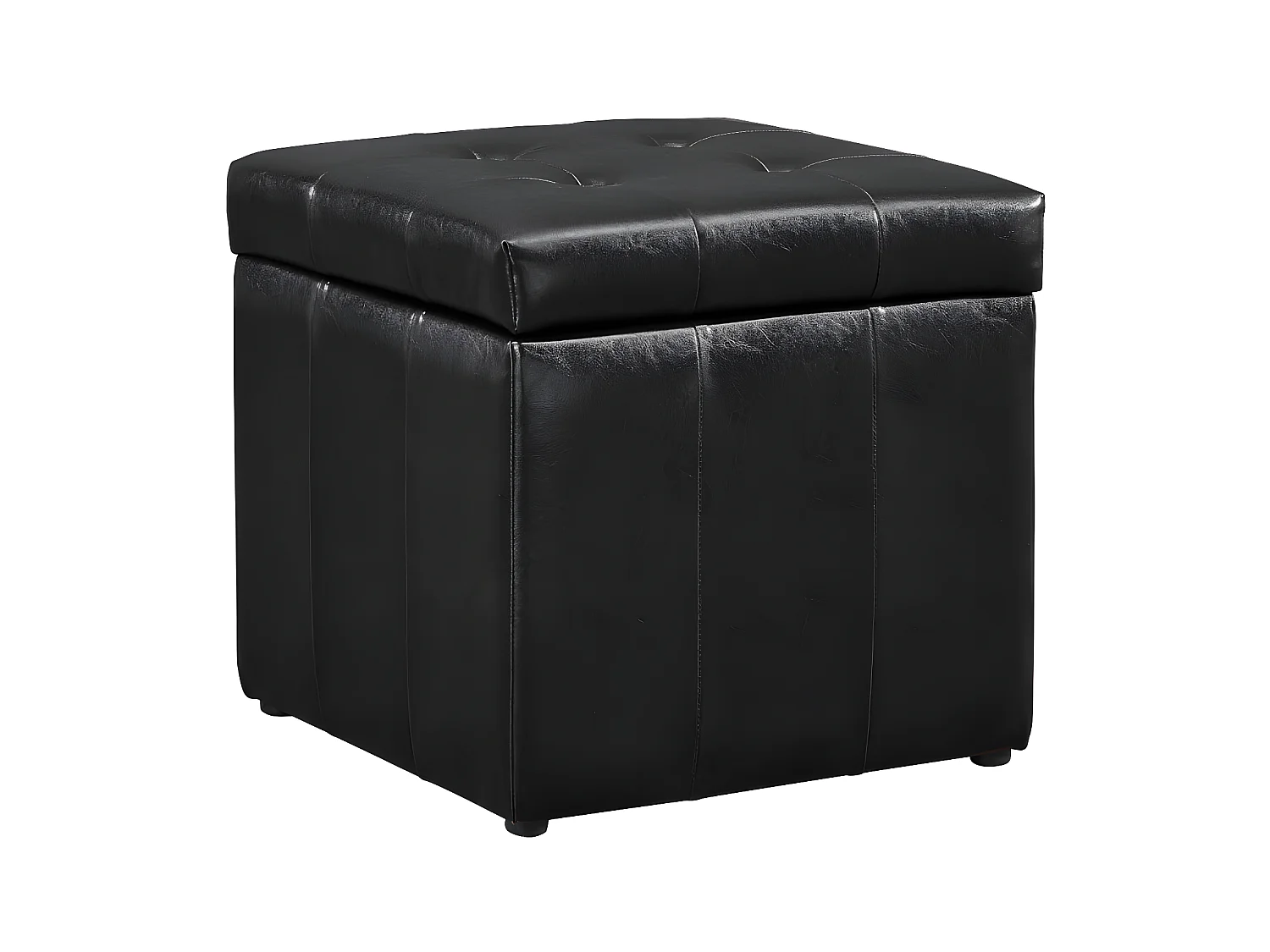 Poef SERAFINO met opbergruimte van kunstleer - Zwart