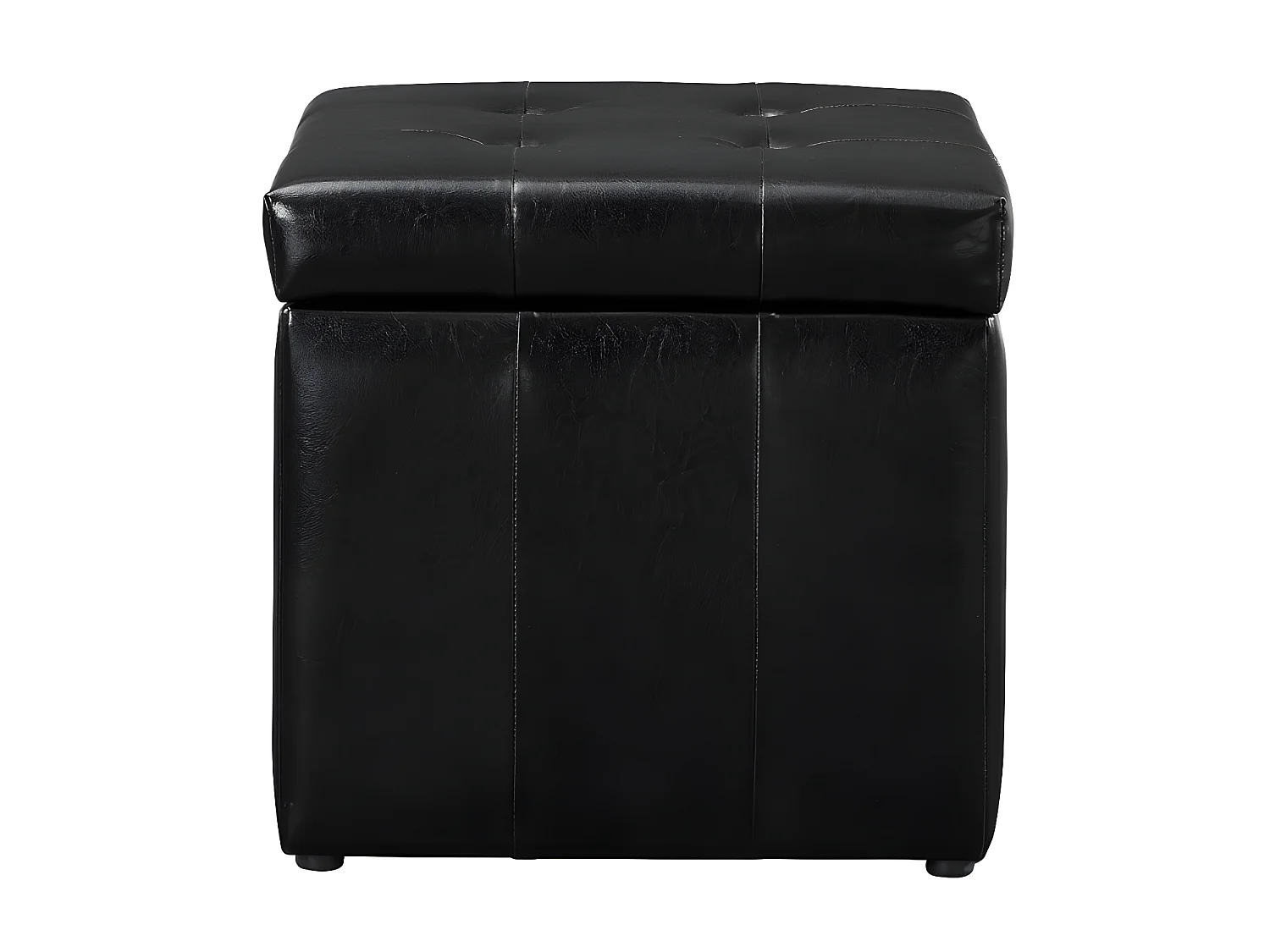 Pouf coffre de rangement SERAFINO en simili - Noir