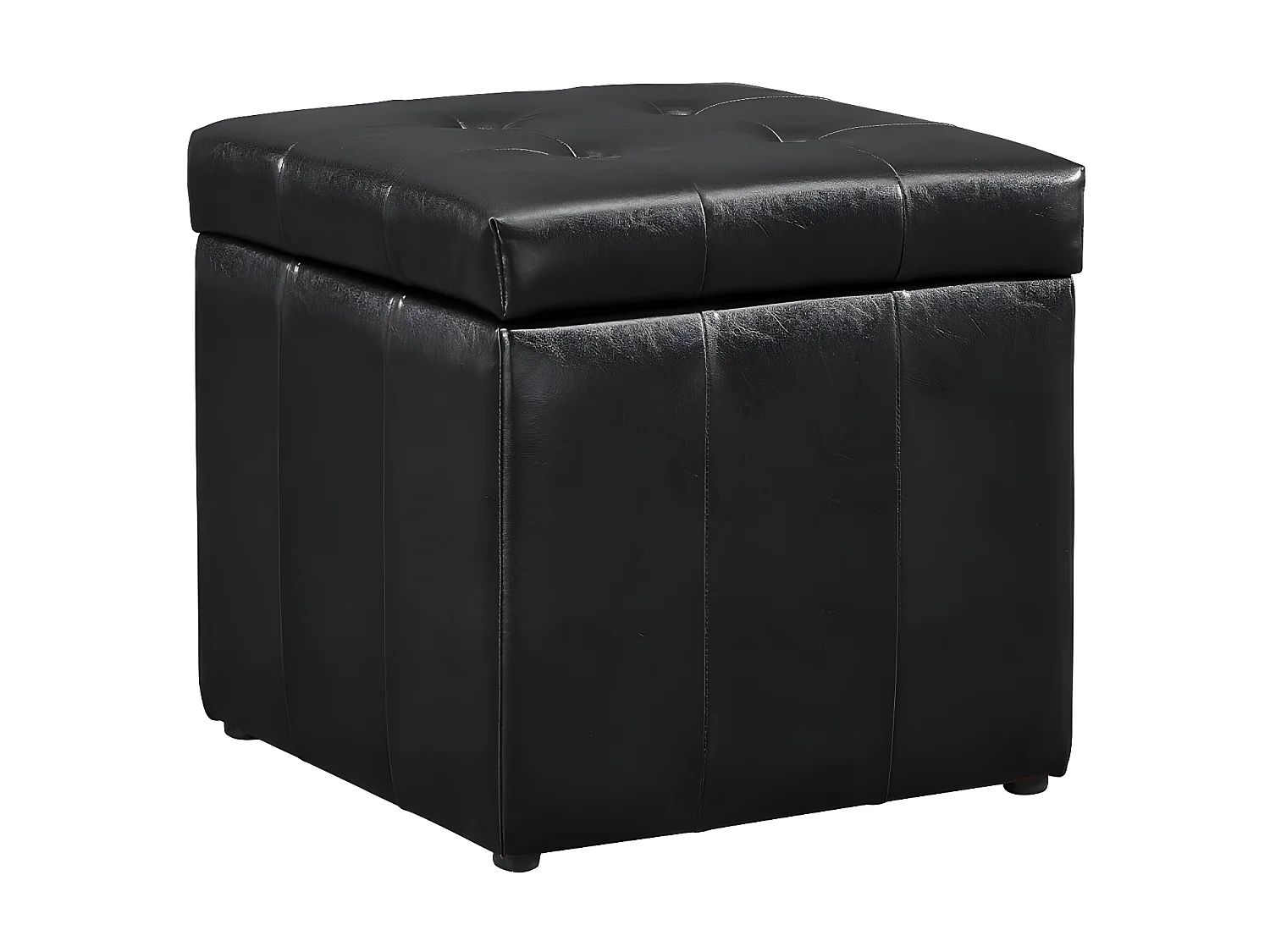 Pouf coffre de rangement SERAFINO en simili - Noir