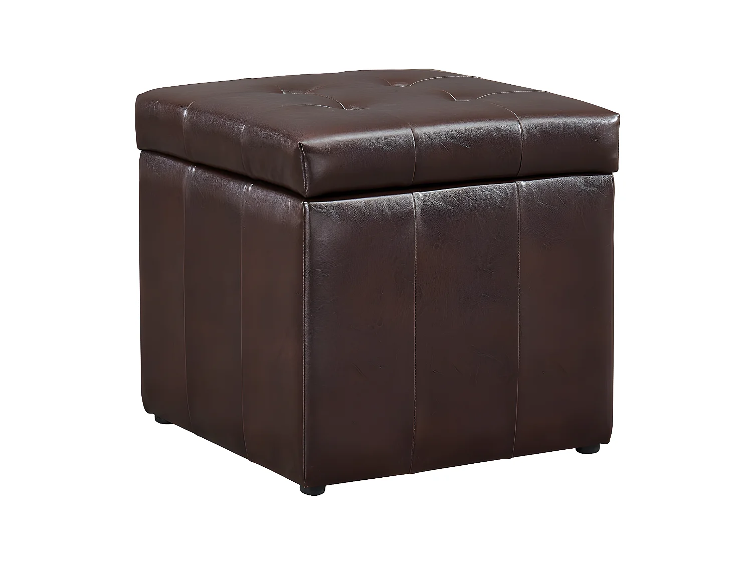 Pouf portaoggetti SERAFINO in similpelle - Marrone