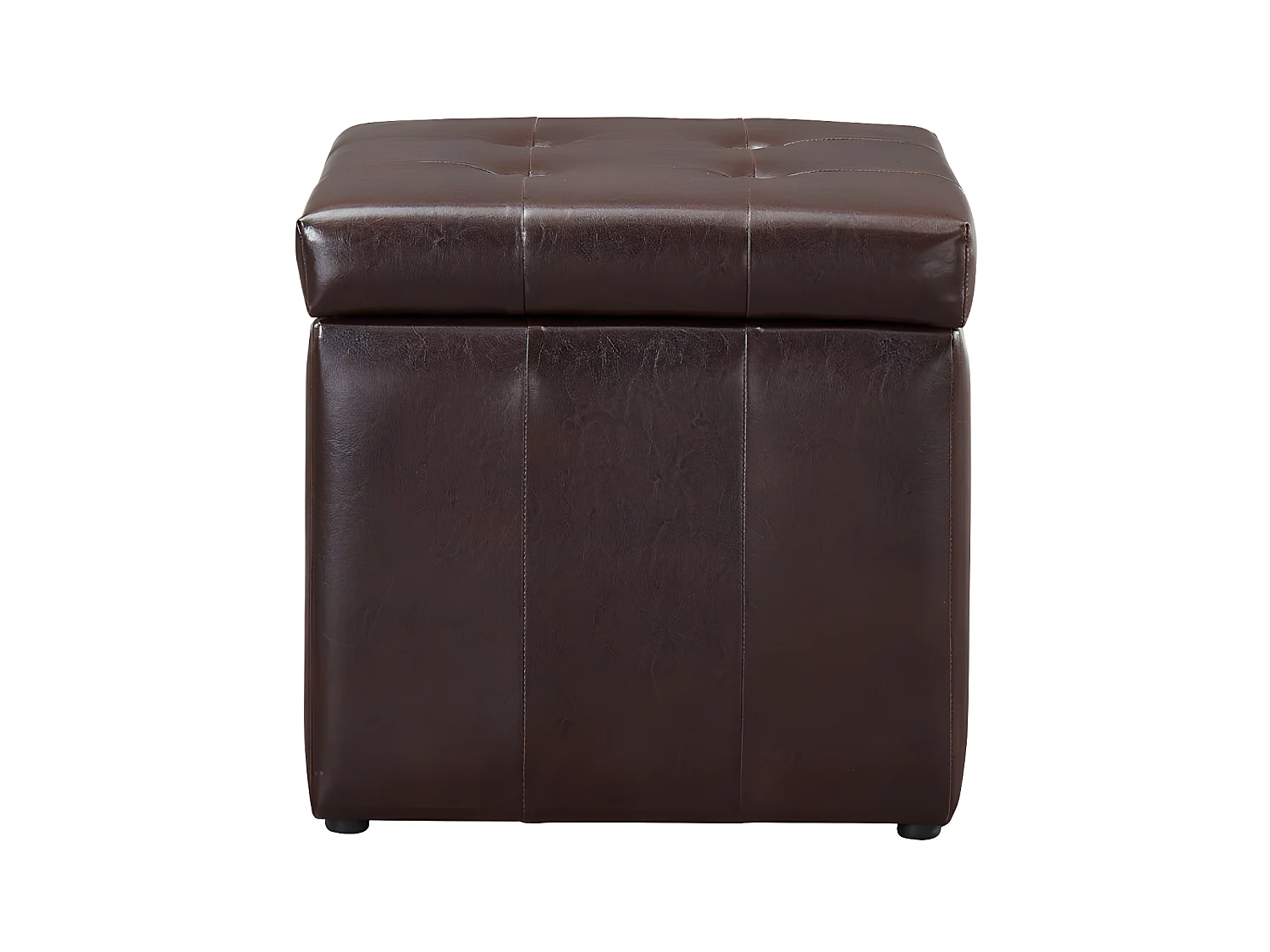 Pouf portaoggetti SERAFINO in similpelle - Marrone