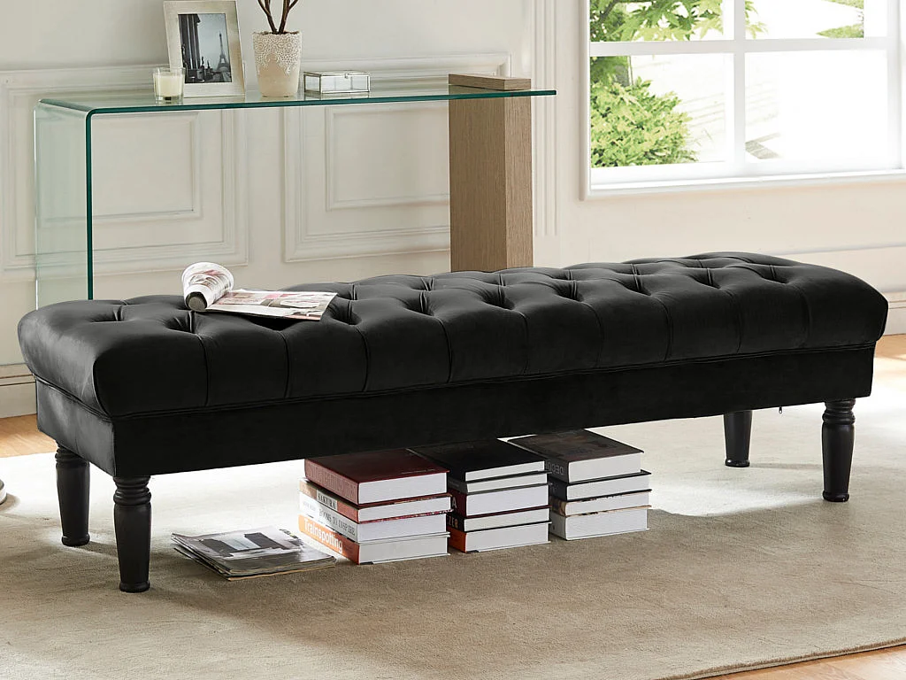 Bankje voor voeteneinde bed RINALDO - Zwart fluweel