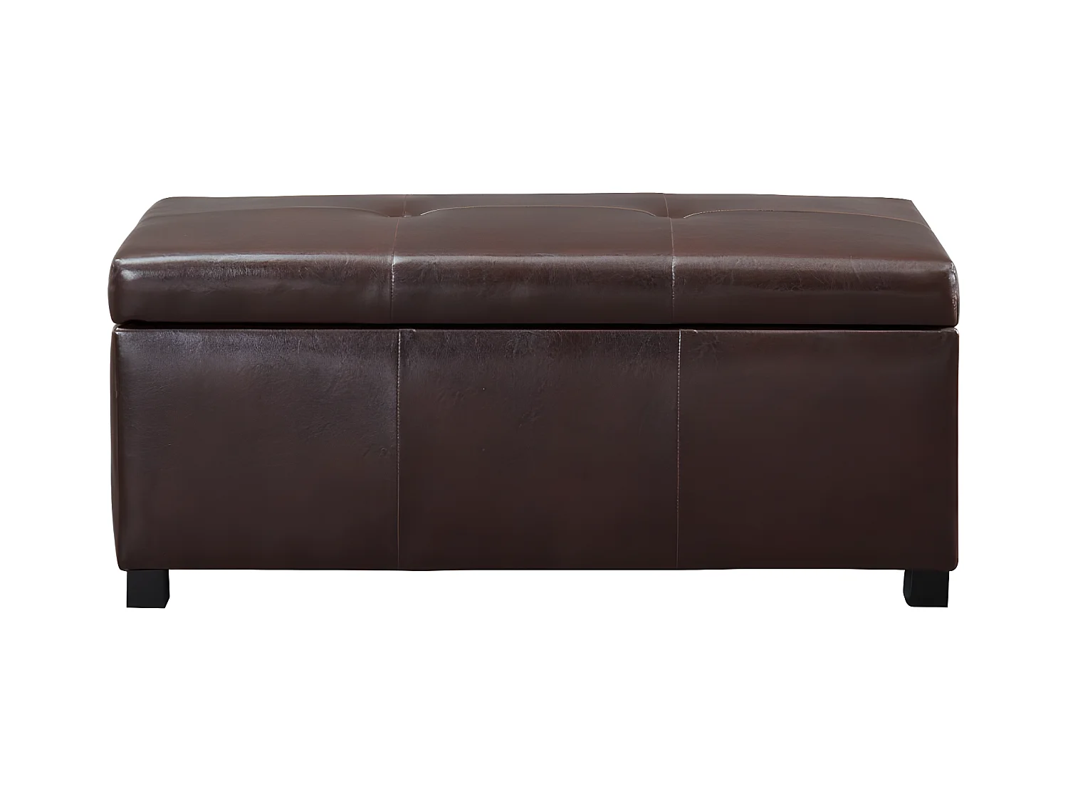 Bænk med opbevaringsboks i imiteret læder FILIPPO - Brun