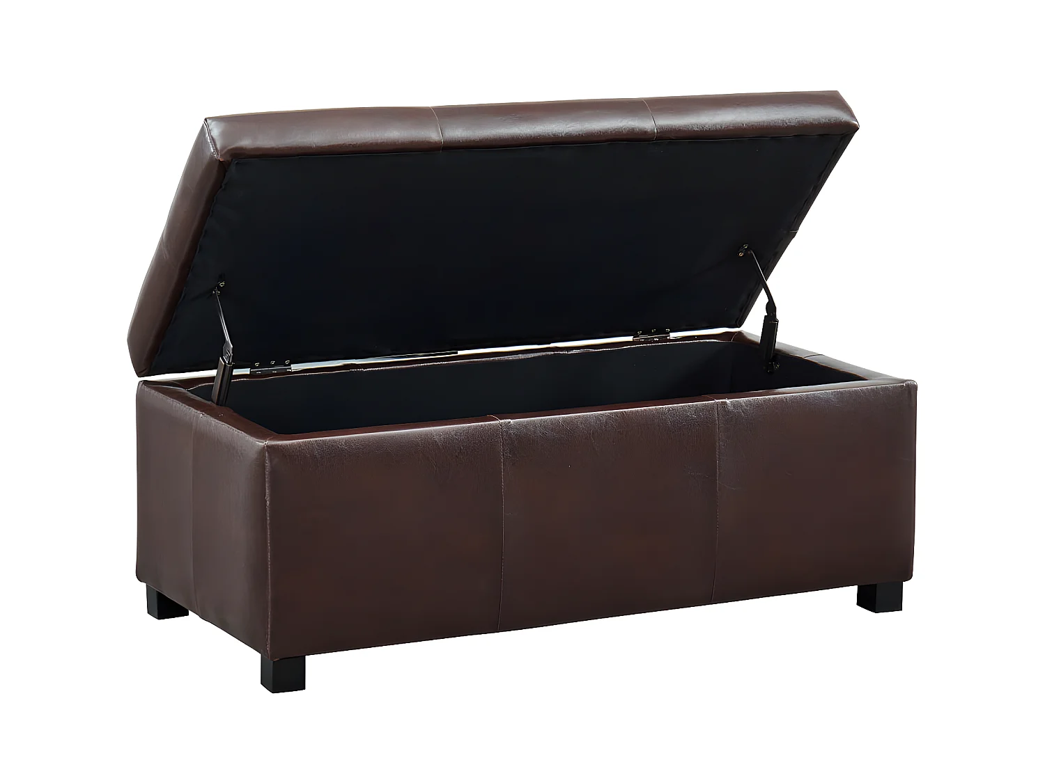 Bænk med opbevaringsboks i imiteret læder FILIPPO - Brun