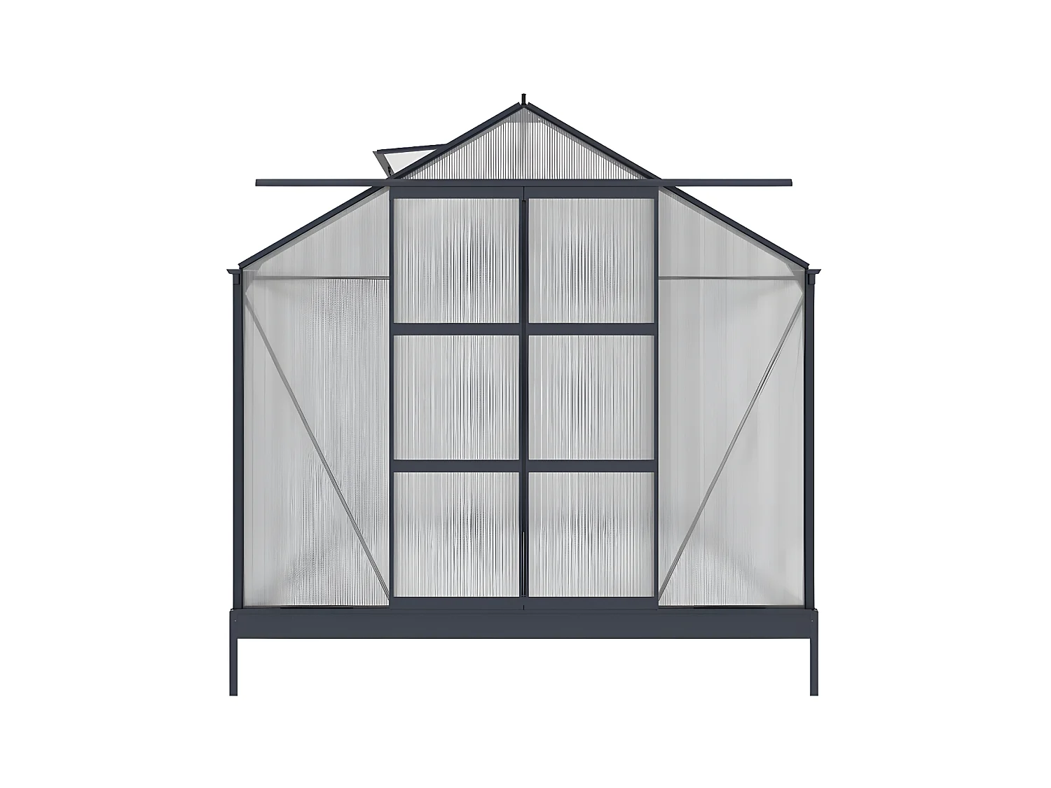 Serre de Jardin en polycarbonate de 9 m² avec embase - Anthracite - COROLLE II