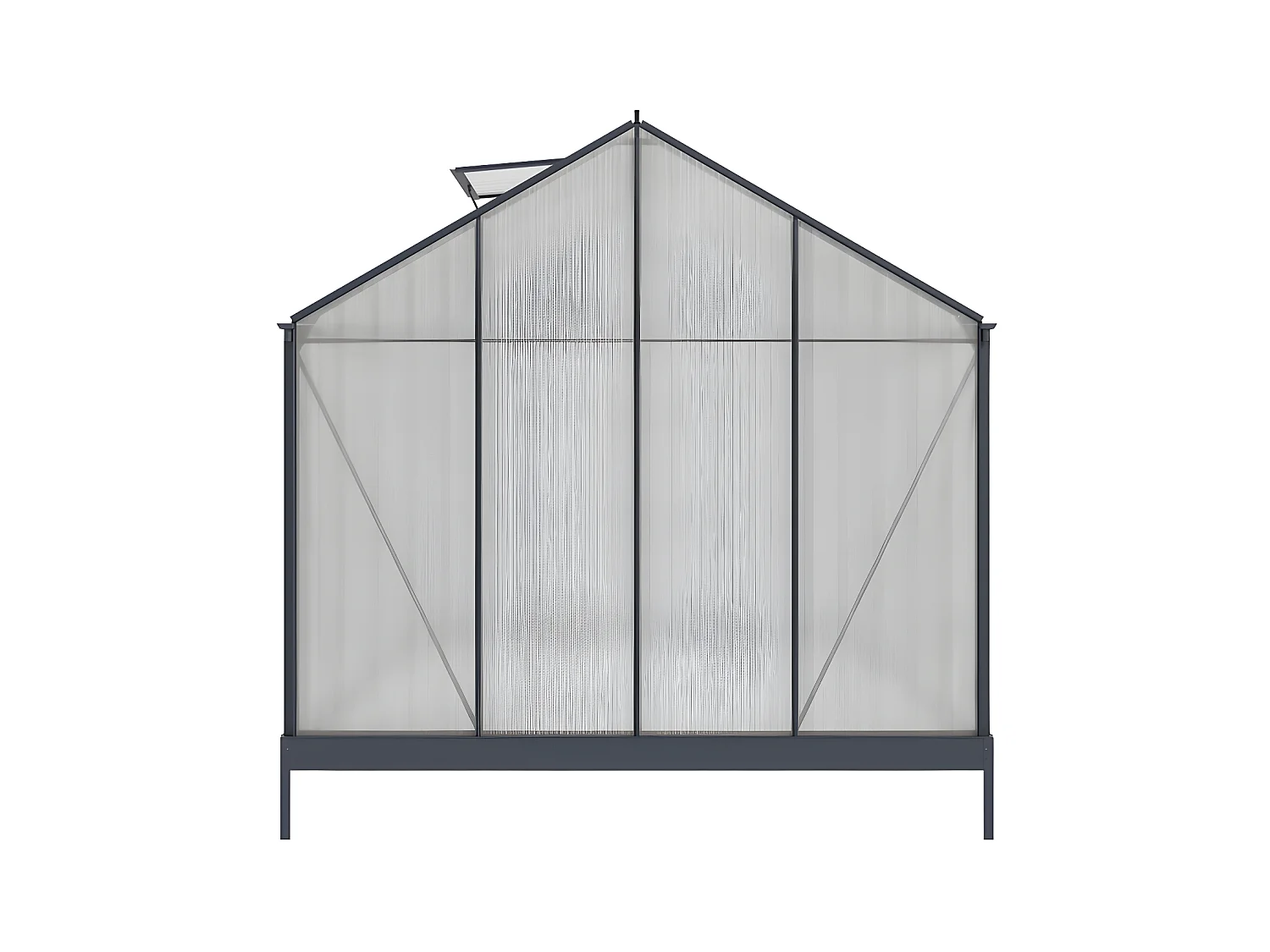 Serre de Jardin en polycarbonate de 9 m² avec embase - Anthracite - COROLLE II