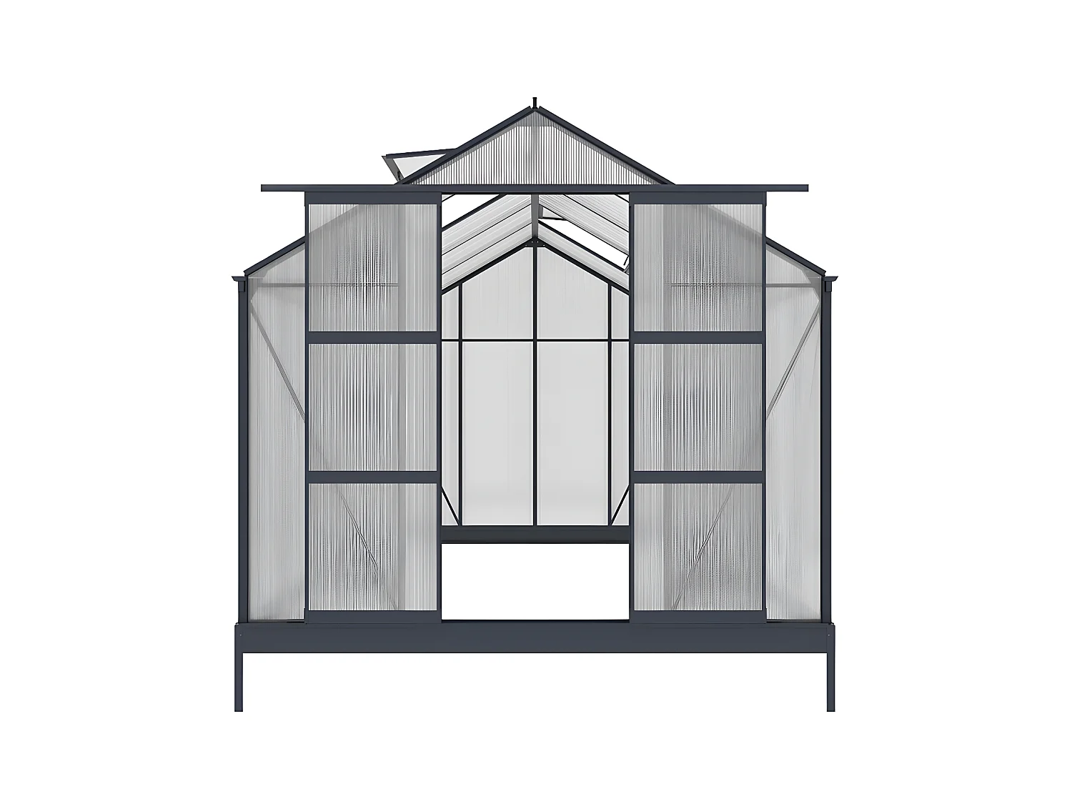 Serre de Jardin en polycarbonate de 9 m² avec embase - Anthracite - COROLLE II
