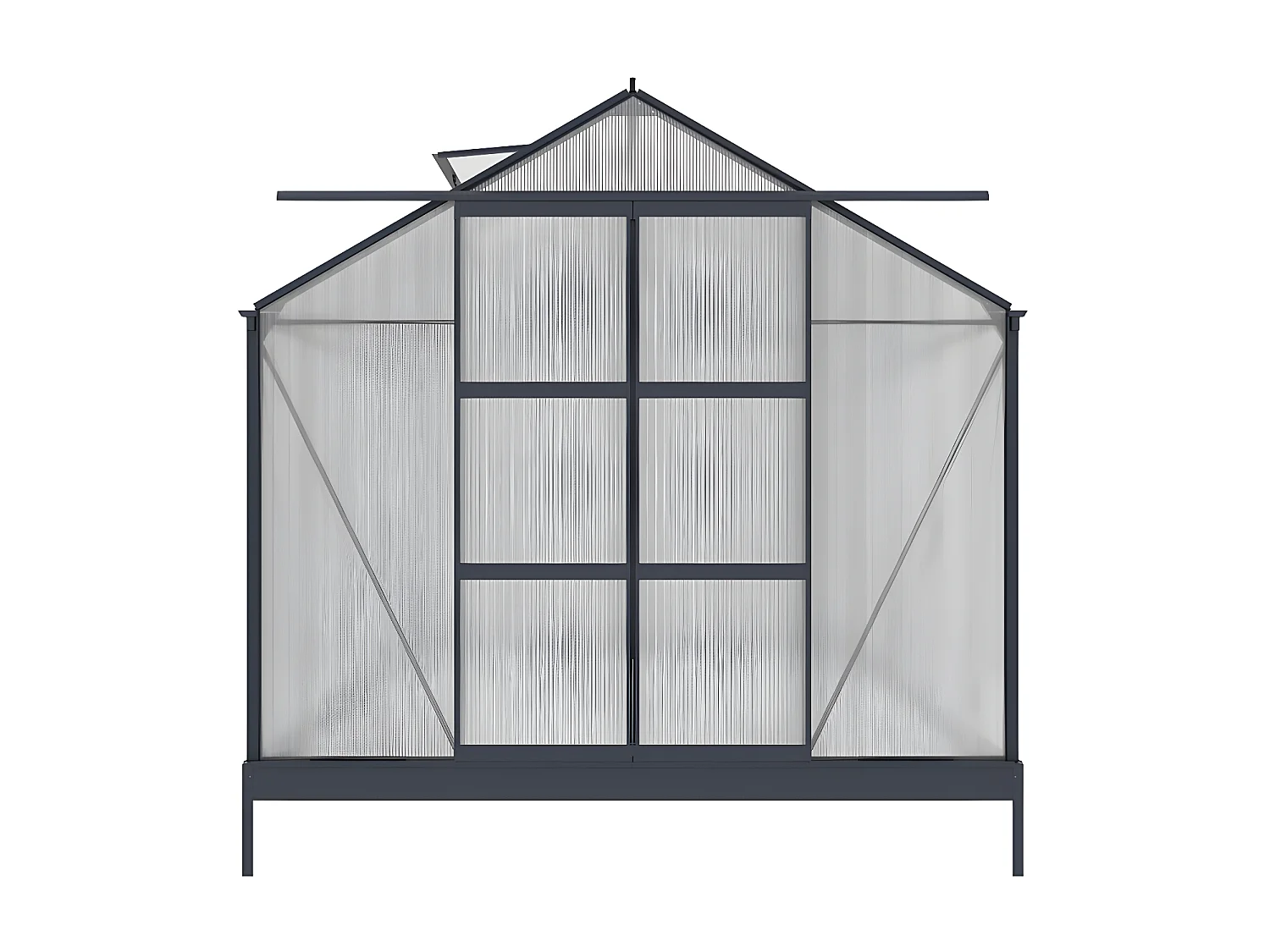 Serre de Jardin en polycarbonate de 9 m² avec embase - Anthracite - COROLLE II