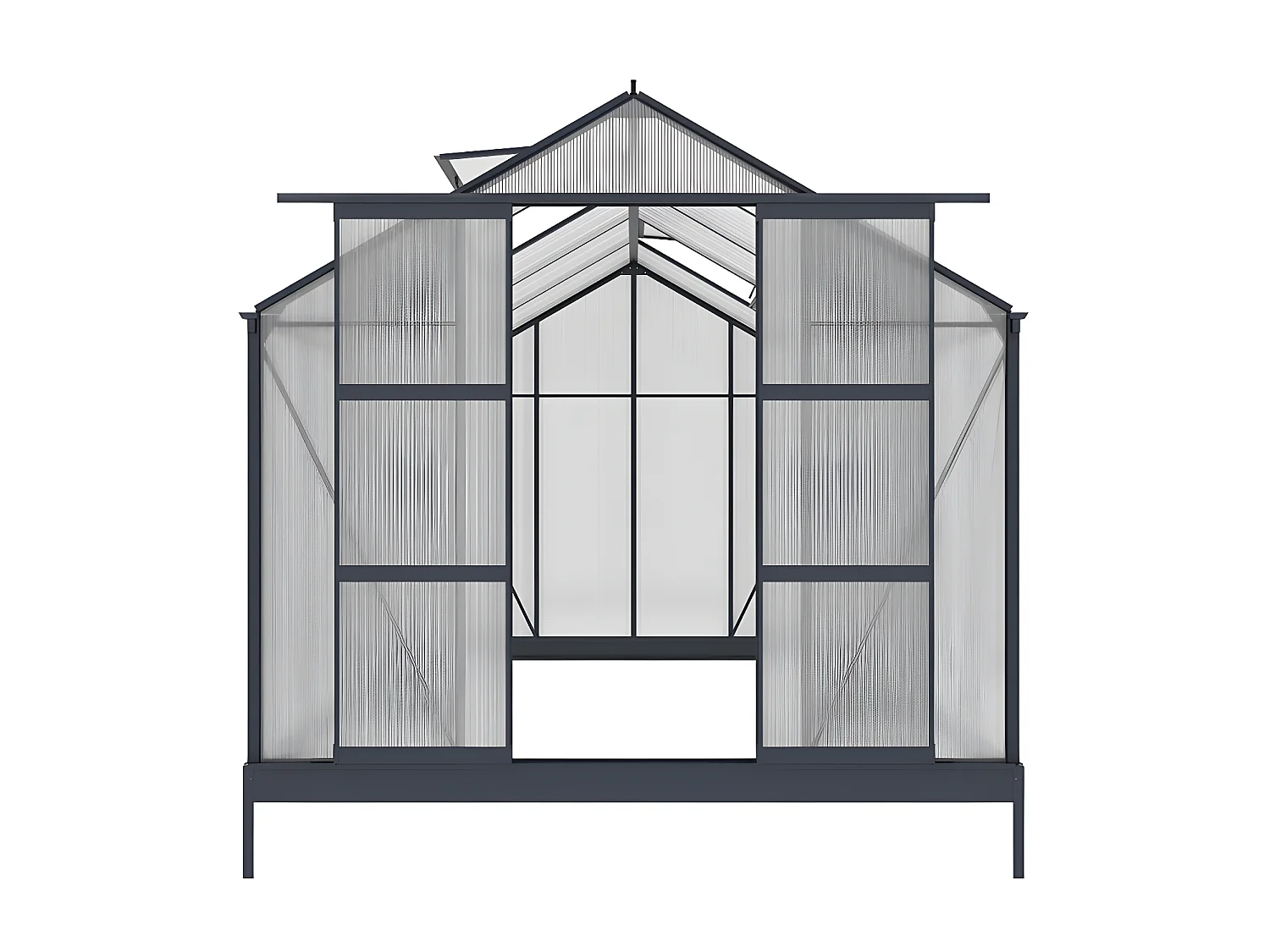 Serre de Jardin en polycarbonate de 9 m² avec embase - Anthracite - COROLLE II