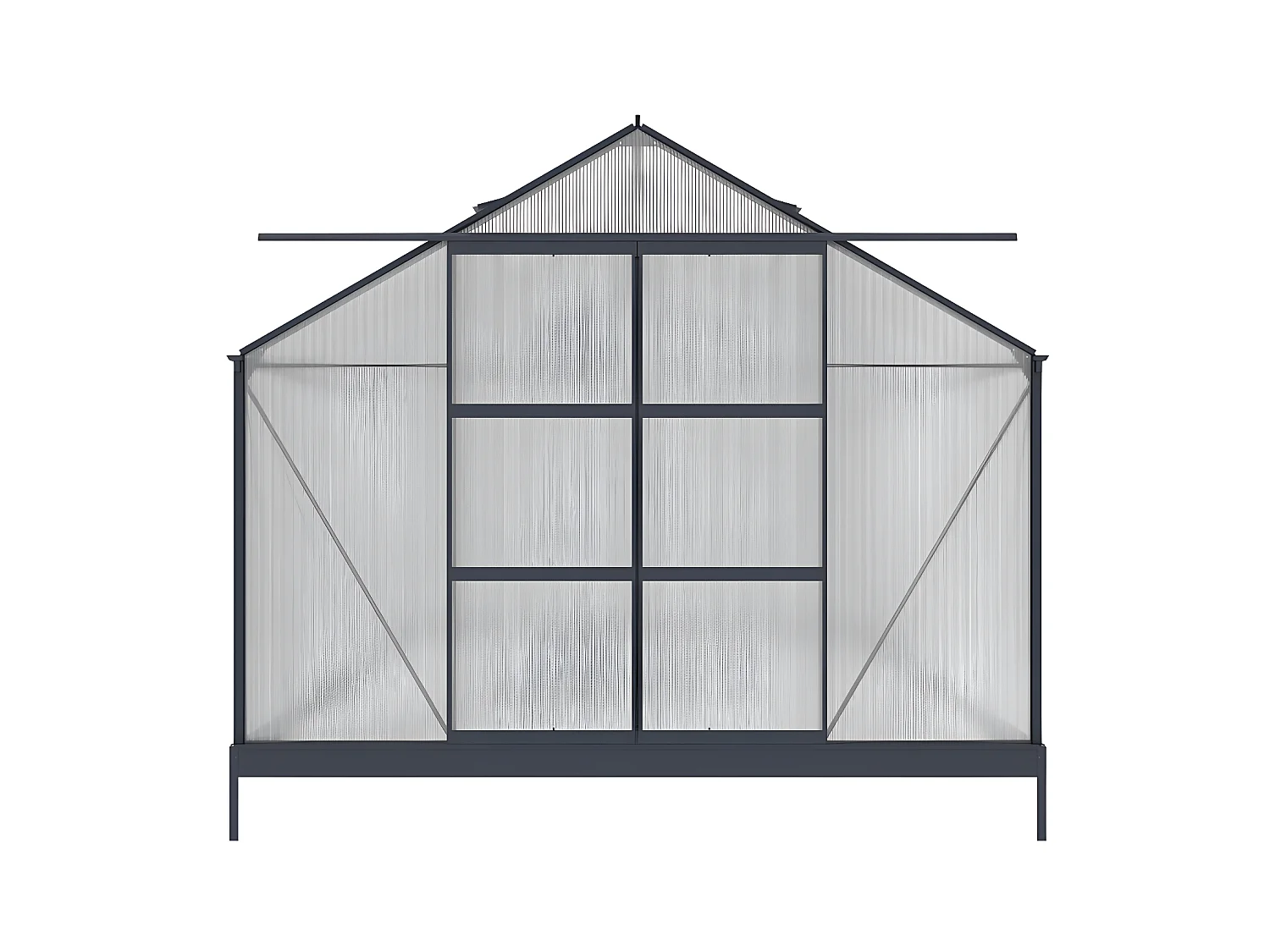 Serre de Jardin en polycarbonate de 13 m² avec embase - Anthracite -  KALIDA